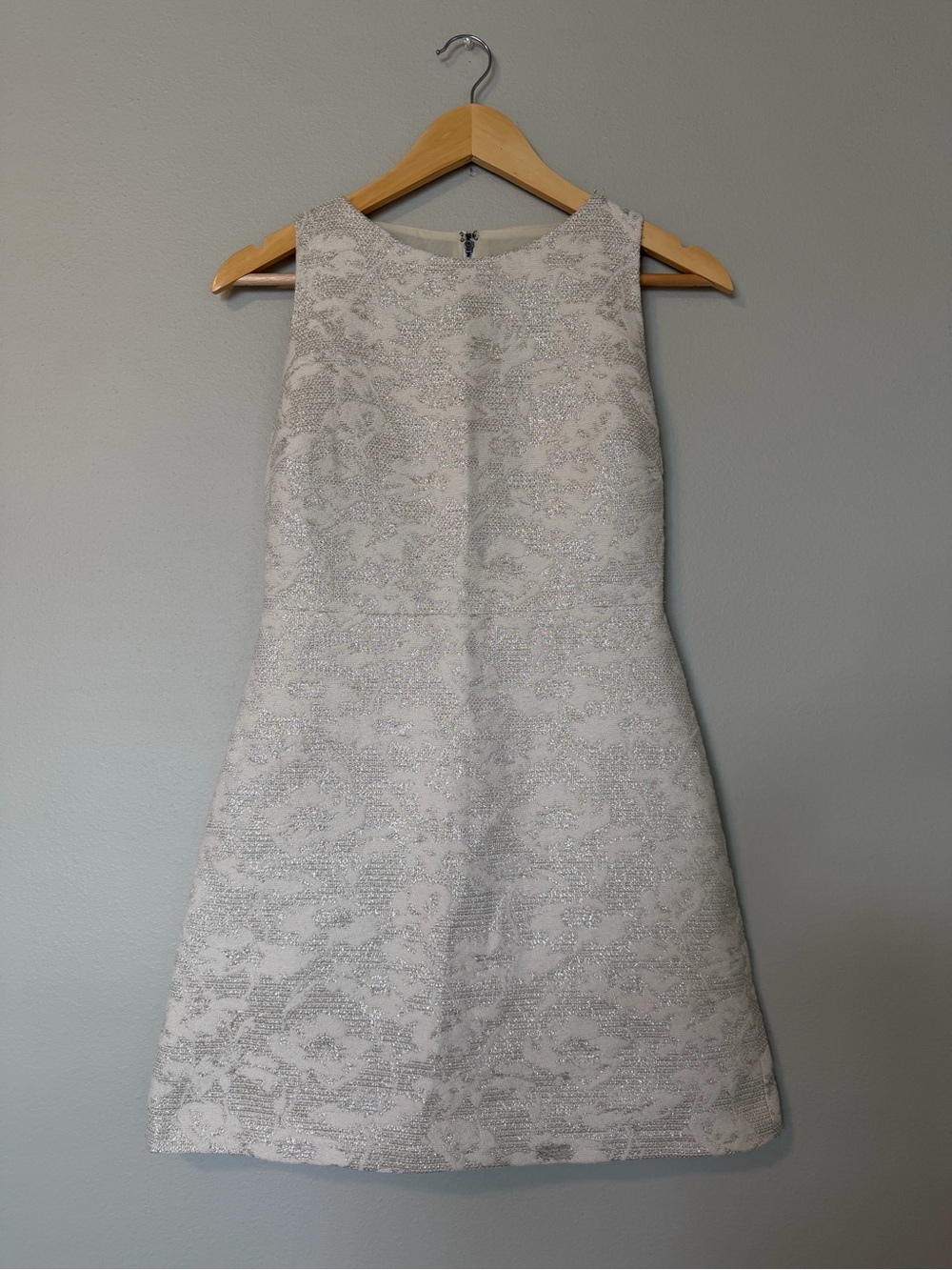 Alice + Olivia Silver and White Sleeveless Mini Dress